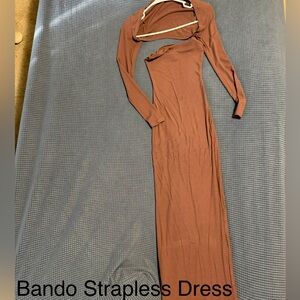 Elegant Brown Strapless Dress